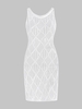 Robe Cache-maillot de Plage Bohème Tricotée Au Crochet à Fente Latérale L Blanc