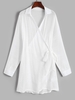 Robe Cache-maillot de Plage Nouée Semi-Transparente L Blanc