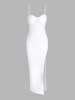 Robe Camisole de Longueur Mi-mollet à Ourlet Irrégulier S Blanc