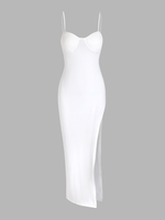 Robe Camisole de Longueur Mi-mollet à Ourlet Irrégulier S Blanc