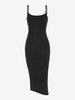 Robe Caraco Mi-longue à Fente Latérale S Noir