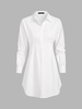 Robe Chemise Plissée Goutte Epaule à Taille Plissée L Blanc