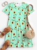 Robe Chemise Trapèze Tournesol Imprimée M Vert