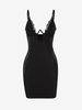 Robe Chinée Panneau en Dentelle en Maille Transparente à Bretelle L Noir