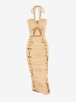 Robe Collante Bandeau Croisée à Lacets S Café lumière