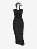 Robe Collante Bandeau Croisée à Lacets S Noir