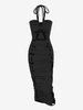 Robe Collante Bandeau Croisée à Lacets Xl Noir