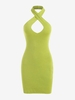 Robe Collante Tricot à Halter Lacet sans Manches L Vert