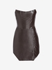 Robe Corset en Cuir PU à Ourlet Asymétrique M Café profond