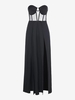 Robe Corset Fendue à Empiècement en Maille S Noir