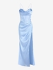 Robe Corset Fendue à Lacets en Avant en Satin S Bleu clair