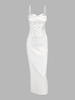 Robe Corset Fendue Tordue en Satin M Blanc