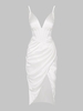 Robe Corset Mi-longue Bustier Plissée Soyeuse L Blanc