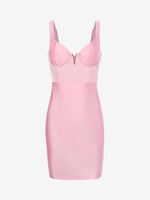 Robe Corset Métal Inséré en Maille L Rose clair