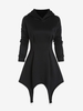 Robe Corset Thermique à Capuche Doublé en Laine avec Jarretière M Noir