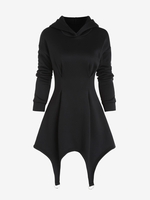 Robe Corset Thermique à Capuche Doublé en Laine avec Jarretière M Noir