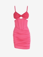 Robe Corset Torsadée à Empiècement en Tulle S Rose léger