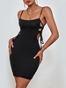 Robe Courte Ajustée à Lacets M Noir