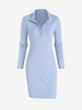 Robe Courte Ajustée Côtelée à Zip à Manches Longues 2xl Bleu clair