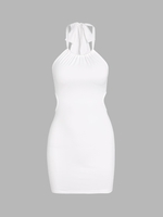 Robe Courte Découpée à Col Halter M Blanc