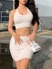 Robe Courte Tricotée Deux Pièces à Col Halter Taille unique Blanc