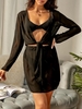 Robe Couverte Nouée en Avant en Mousseline Deux Pièces M Noir