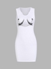 Robe Débardeur à Chaîne Graphique à Col Cranté M Blanc