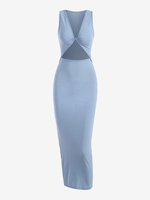 Robe Débardeur Ajustée à Découpe Torsadée M Bleu clair