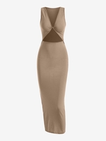 Robe Débardeur Ajustée à Découpe Torsadée S Café