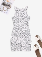 Robe Débardeur Moulante Géométrique Plissée L Blanc