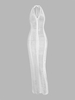 Robe Déchirée Au Crochet Ouverte Au Dos à Col Halter S Blanc