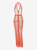 Robe Déchirée Au Crochet Ouverte Au Dos à Col Halter S Orange