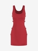 Robe Découpée en Couleur Unie à Côté L Rouge