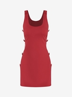 Robe Découpée en Couleur Unie à Côté L Rouge
