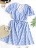 Robe Découpée Nouée à Pois à Cordon S Bleu clair