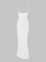 Robe de Cache-maillot Ajourée en Crochet de Plage S Blanc