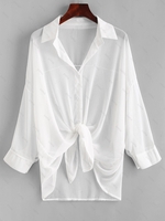 Robe de Cache-maillot Boutonnée à Goutte Epaule Taille unique Blanc