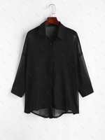 Robe de Cache-maillot Boutonnée à Goutte Epaule Taille unique Noir