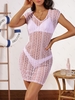 Robe de Cache-maillot en Dentelle Transparente M Violet clair