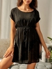 Robe de Cache-maillot Fendue à Manches Chauve-souris avec Nœud Papillon Taille unique Noir