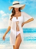 Robe de Cache-maillot Nouée en Avant en Maille Transparente L Blanc