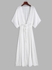 Robe de Cache-maillot Panneau en Dentelle Nouée en Avant M Blanc