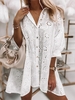 Robe de Chemise à Goutte Epaule avec Œillet L Blanc