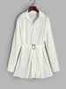 Robe de Chemise Ceinturée Boutonnée à Goutte Epaule S Blanc