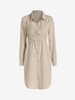 Robe de Chemise Plissée Croisée à Manches Longues M Café lumière