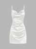 Robe de Cocktail Drapée en Satin sans Manches d