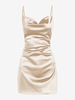 Robe de Cocktail Drapée en Satin sans Manches d