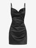 Robe de Cocktail Drapée en Satin sans Manches d