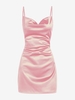 Robe de Cocktail Drapée en Satin sans Manches d