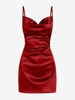 Robe de Cocktail Drapée en Satin sans Manches d